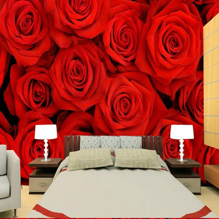 us $14.57 38% off|photo wallpaper 3d red rose wallpaper bedroom tv sofa  background wall marriage room wallpaper red roses wallpaper mural-in