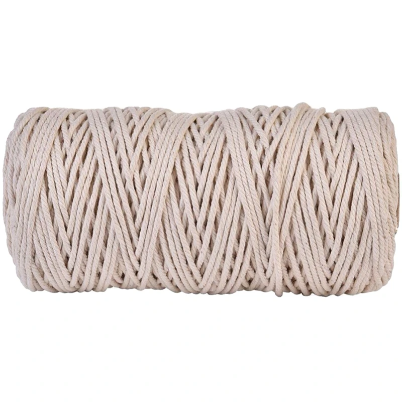 3Mmx200M Natural Handmade Cotton Cord Macrame Yarn Rope Diy Wall Hanging Plant Hanger Craft String Knitting