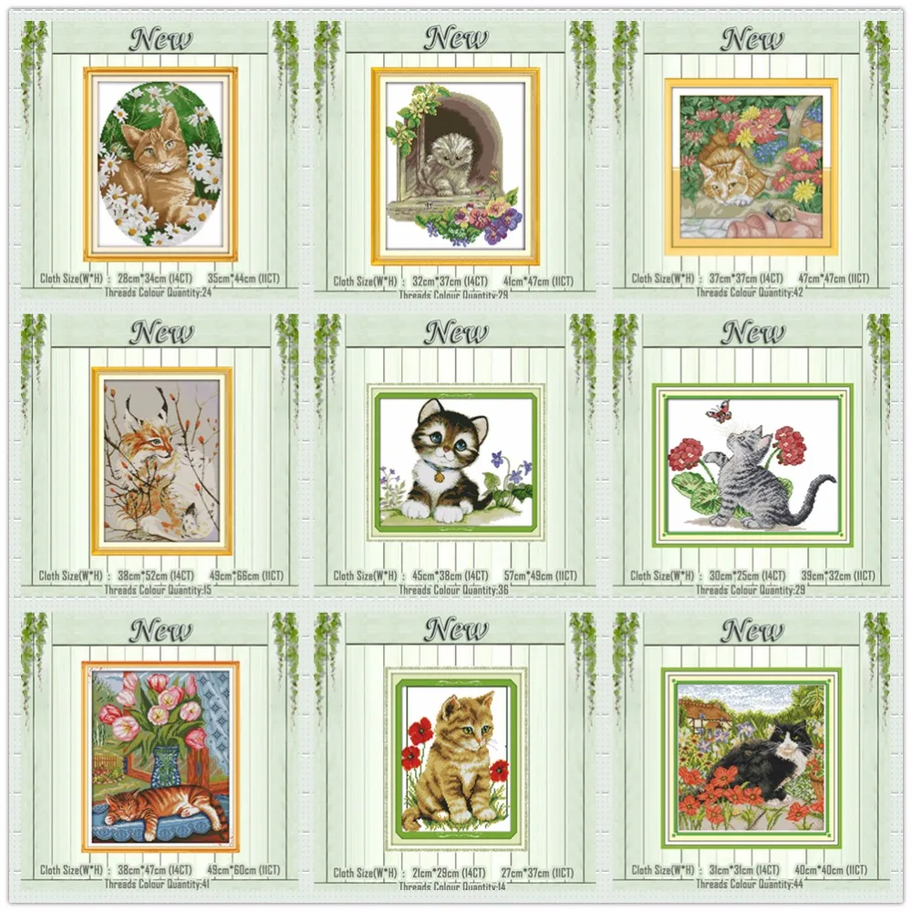

kitten butterfly cat poppy flowers painting counted printed on canvas DMC 14CT 11CT Cross Stitch Needlework Sets Embroidery kits
