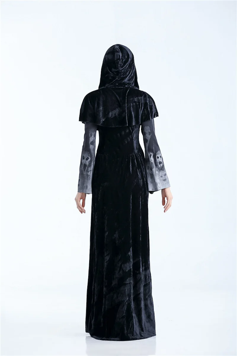 Средневековый Ренессанс взрослый Женский Хэллоуин Косплей Костюм Готический женский Готический Королева вампира черный нарядное платье наряд