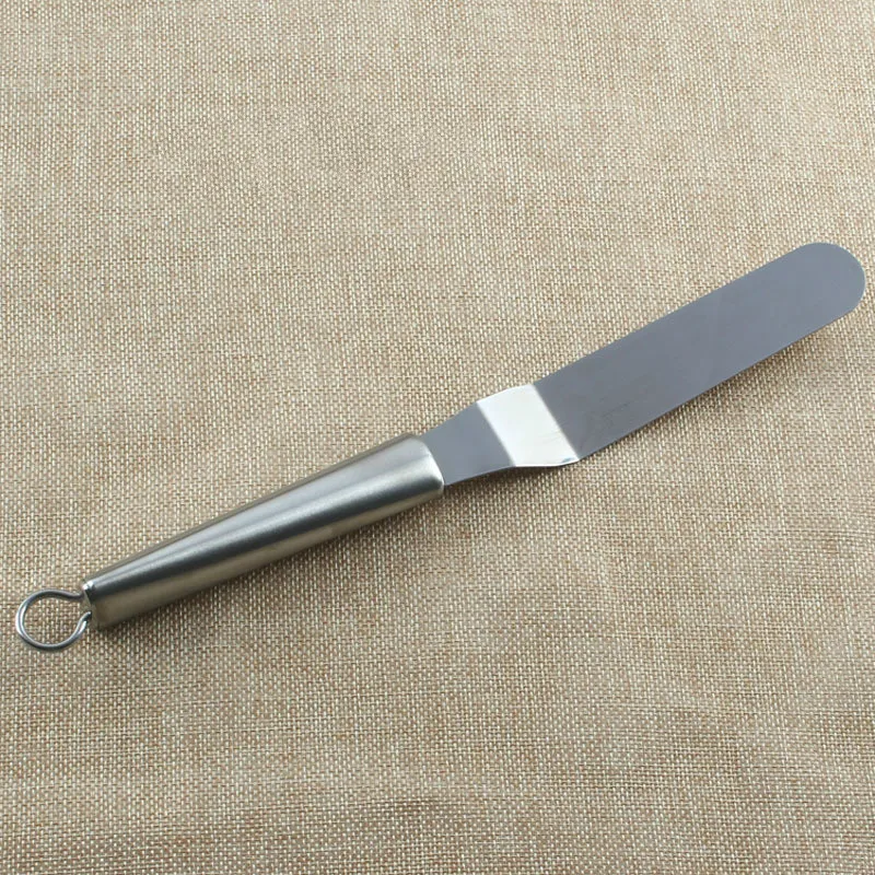  1PCS 6 inch Stainless Steel Angled Spatula Multi-function Spatula Blade Cream Scraper Baking Tools
