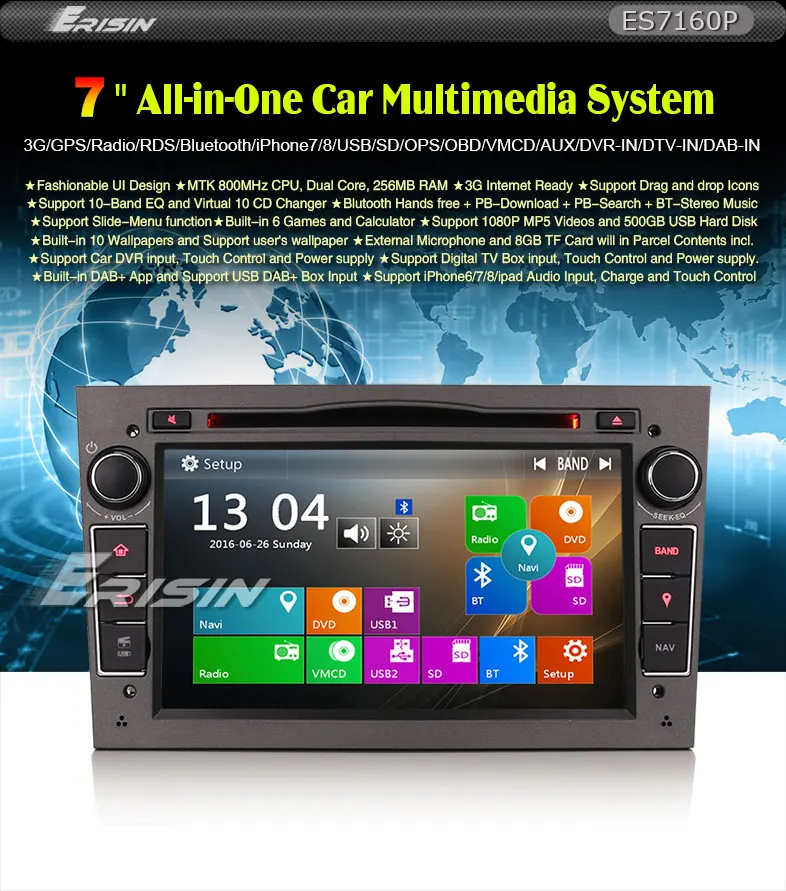 Clearance Erisin ES7160P 7" WCar DVD GPS Navigator 3G DAB+ DVR System for Opel Vauxhall Holden Antara Zafira 0