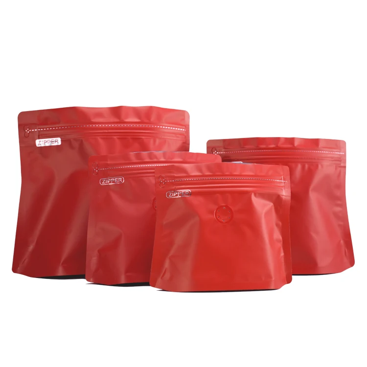 

Matte Red Matte Red Bottom Gusseted Aluminum Foil Coffee Bean Package Bag100g/ 150g/ 0.5lb/ 1lb Coffee Bags with Velve 25pcs