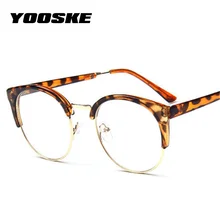 YOOSKE оптические очки кошачий глаз женские Ретро оправы очков прозрачные близорукие очки винтажные металлические полуоправы