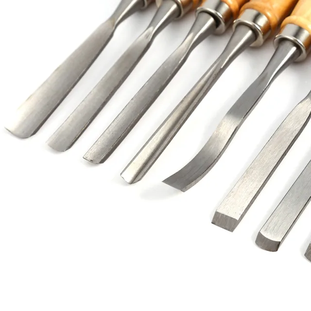 12PCS Wood Carving Hand Chisel Set Woodworking Professional Lathe Gouges Tools