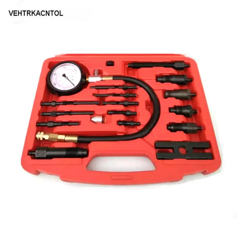 

VEHTRKACNTOL Diesel Engine Car Truck Cylinder Pressure Gauge Cylinder Leak Pressure Meter Tester Full Set