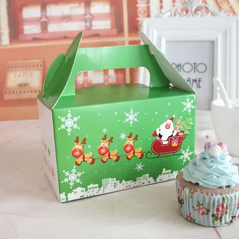 

handle Christmas cake box gingerbread handmade cookie dessert packing boxes party gift package 100pcs/lot
