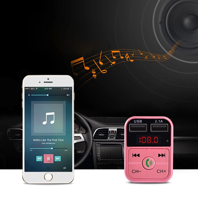 Fm-передатчик комплект беспроводной связи bluetooth для автомобиля Handsfree автомобильный MP3 аудио музыкальный плеер двойной USB Радио модулятор Автомобильный комплект 2.1A USB зарядное устройство
