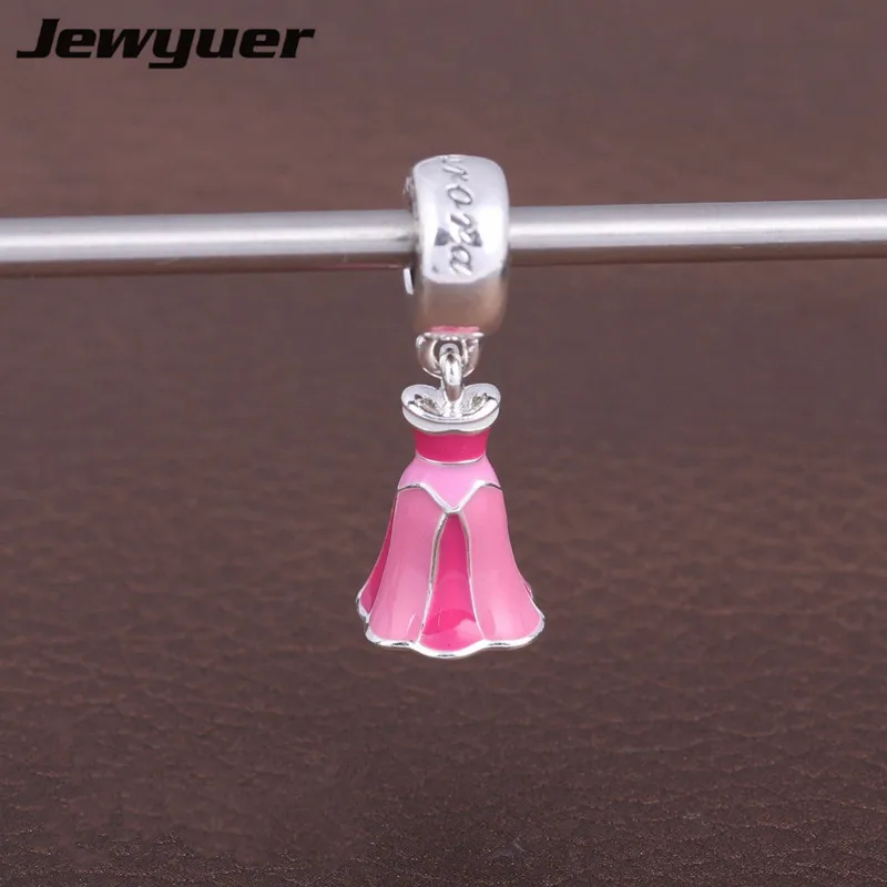 

Cartoon collection charms 925 sterling silver Dangle enamel Dress Charm fit beads bracelet pendant DIY fine jewelry DSN068