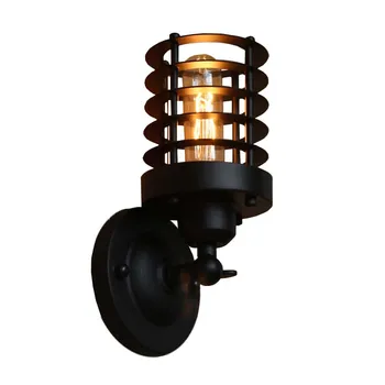 

WGNUUC Loft Industrial Wind Wall Light Retro Small Iron Cage Wall lamp E26/E27 bedside lamp For Restaurant Kitchen Bedroom+bulb