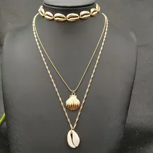 JCYMONG 3 шт./компл. винтажное Золотое серебро цвет оболочки колье ожерелье для женщин натуральный корпус подвеска с Каури ожерелье ювелирные изделия