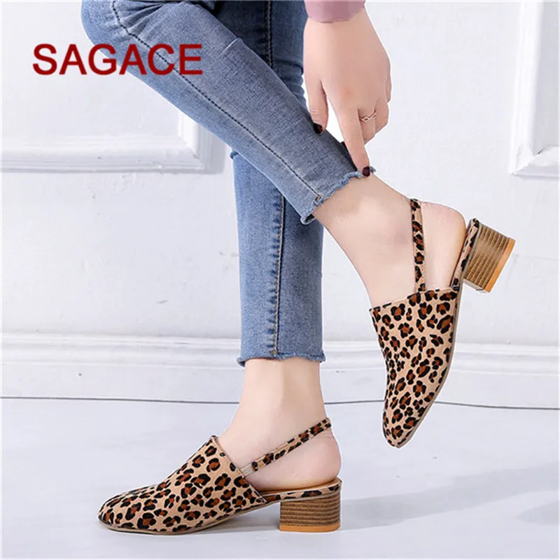 

HB@SAGACE Sandals Women Round Toe Shoes Shallow Sandals Shoes Square Heels Elastic Band Casual Shoes Zapatos De Mujer Sandalia