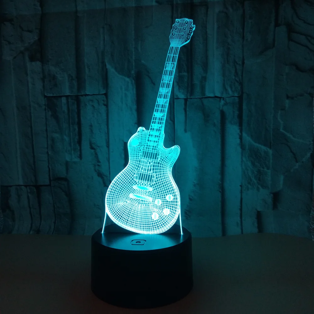 3D Led визуальный Красочный USB настольная лампа креативная Мода Музыка электрогитара лампа Декор подарки Lampara детский спальный ночник