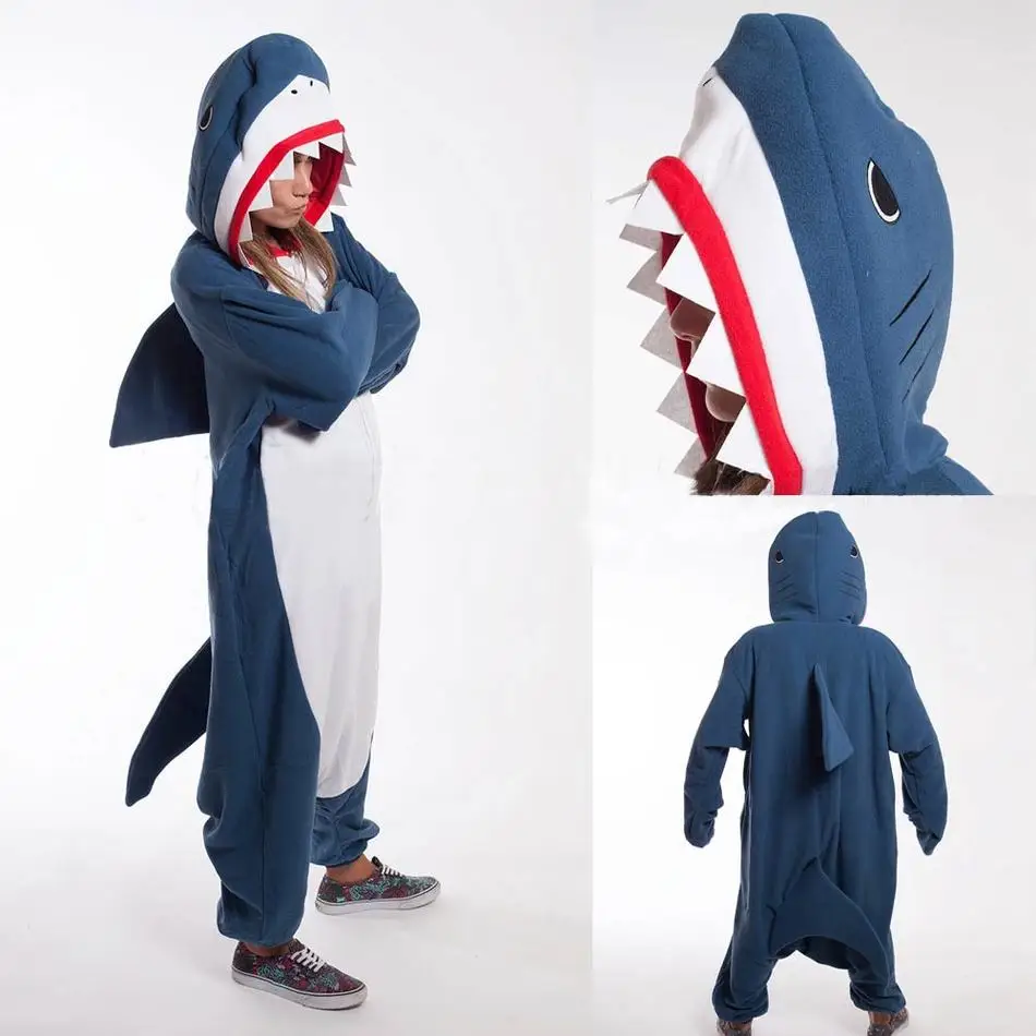 

Adult Pyjamas Cosplay Costume Blue Shark Onesie Sleepwear Homewear Unisex Pajamas Party Clothing For Women Man