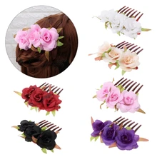 1PC Popular simulation flower bride hair comb headdress Beach photo hairpin comb