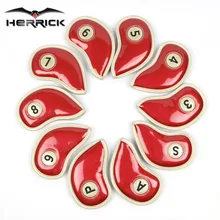 10 шт./компл. гольф-клуб головной убор высокого класса с зеркалом из искусственной кожи чехол для головки клюшки для гольфа крышка прочный защитный колпачок красный черный синий серебристый золотой