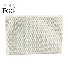 Бутик De FGG белый бисером Женская мода конверт клатч сумки свадебный ужин Свадебные Бисероплетение Вечерние клатчи Кошелек
