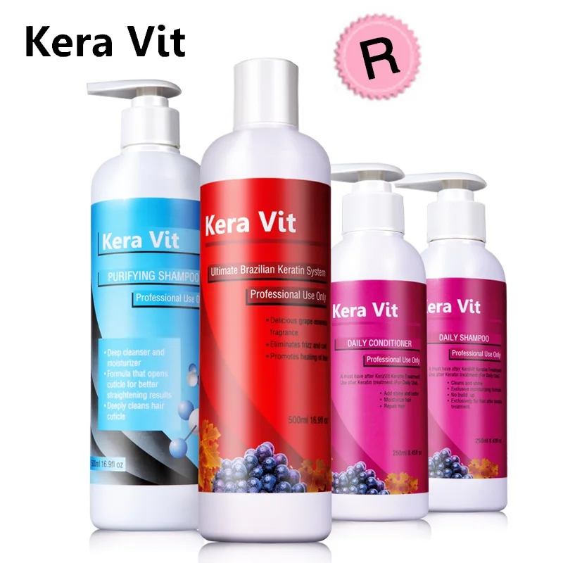 Hair Care 500ml 12% Formalin Keravit Keratin Treatment+500ml Purifying Shampoo+250ml Daily Shampoo+Conditioner Set 500ml keravit 8% fomalin keratin treatment for hair care straightening cream purifying shampoo daily shampoo