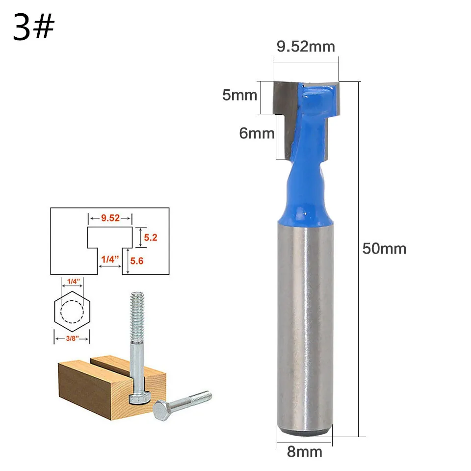 1 шт. 8 мм хвостовик Т-образные фрезы Фрезы Набор для 1/" шестигранных болтов из карбида вольфрама для дерева цена в долларах