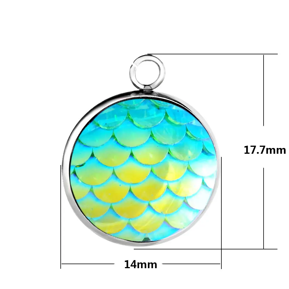 12 teile/los 14mm edelstahl Meerjungfrau Skala Charme Für Schmuck Machen DIY 12 farben fischschuppen Anhänger-schmucksachen