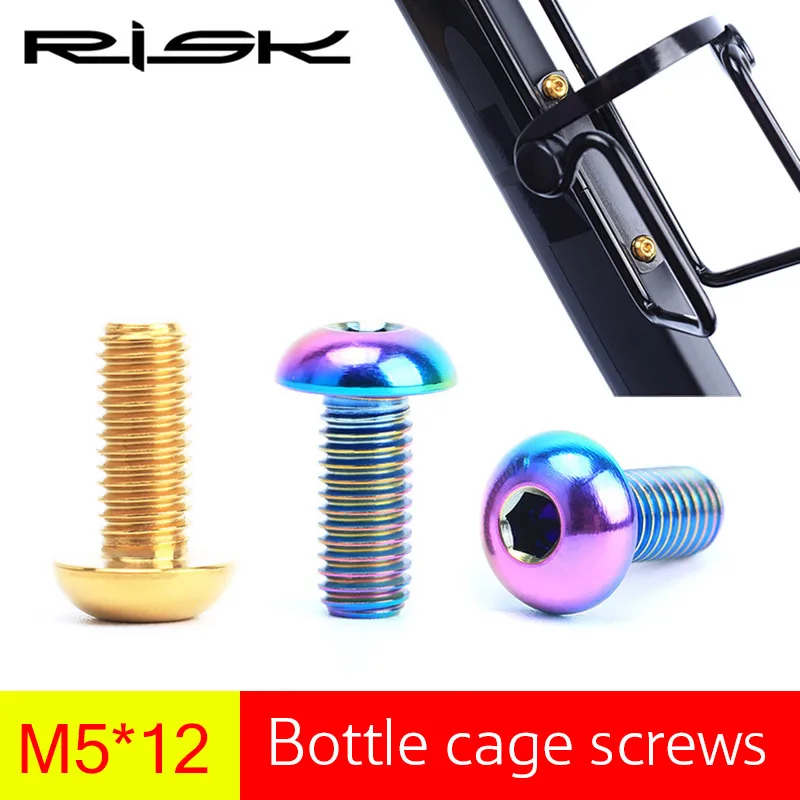 RISK 2pcs M5 * 12mm Titanium Ti nosilec steklenic za kolesa vijaki kolesarjenje kolo steklenico vode Cage vijak za MTB gorsko cestno kolo M5x12