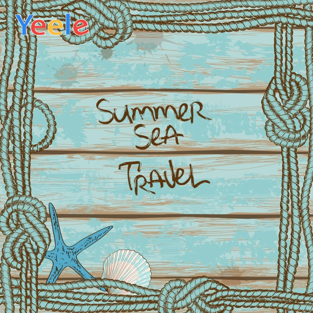 

Yeele Summer Sea Travel Wooden Boards Wall Background Photography Shell Starfish Scene Vinyl Photographic Backdrops Photo Studio