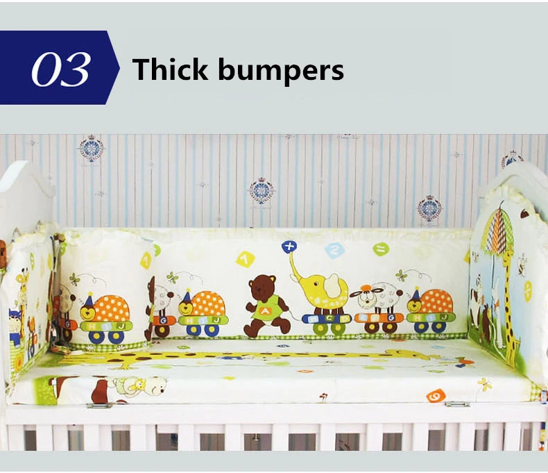 5 шт. хлопок детская кроватка постельный комплект новорожденный мультфильм набор постельных принадлежностей для детской кроватки Съемная кроватка постельное белье 4 кровати Бамперы+ 1 лист 7 размеров