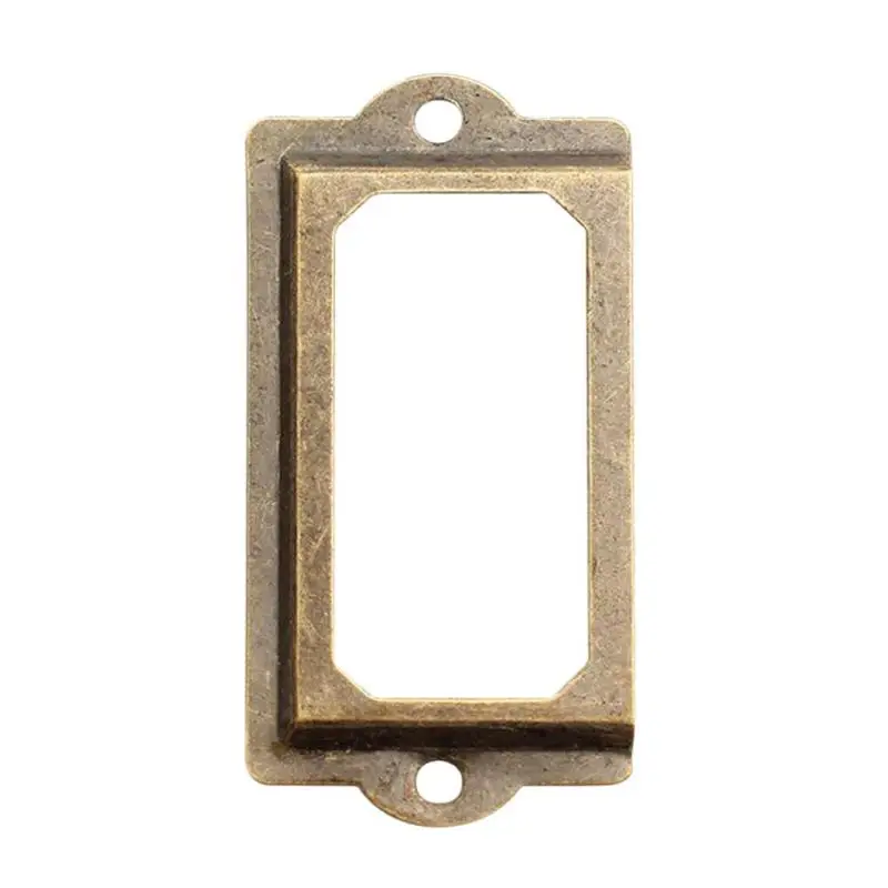 12Pcs/set 0.5mm Antique Brass Metal Label Pull Frame Handle File Name Card Holder For Jewelry/gift box Cabinet Cupboard Case