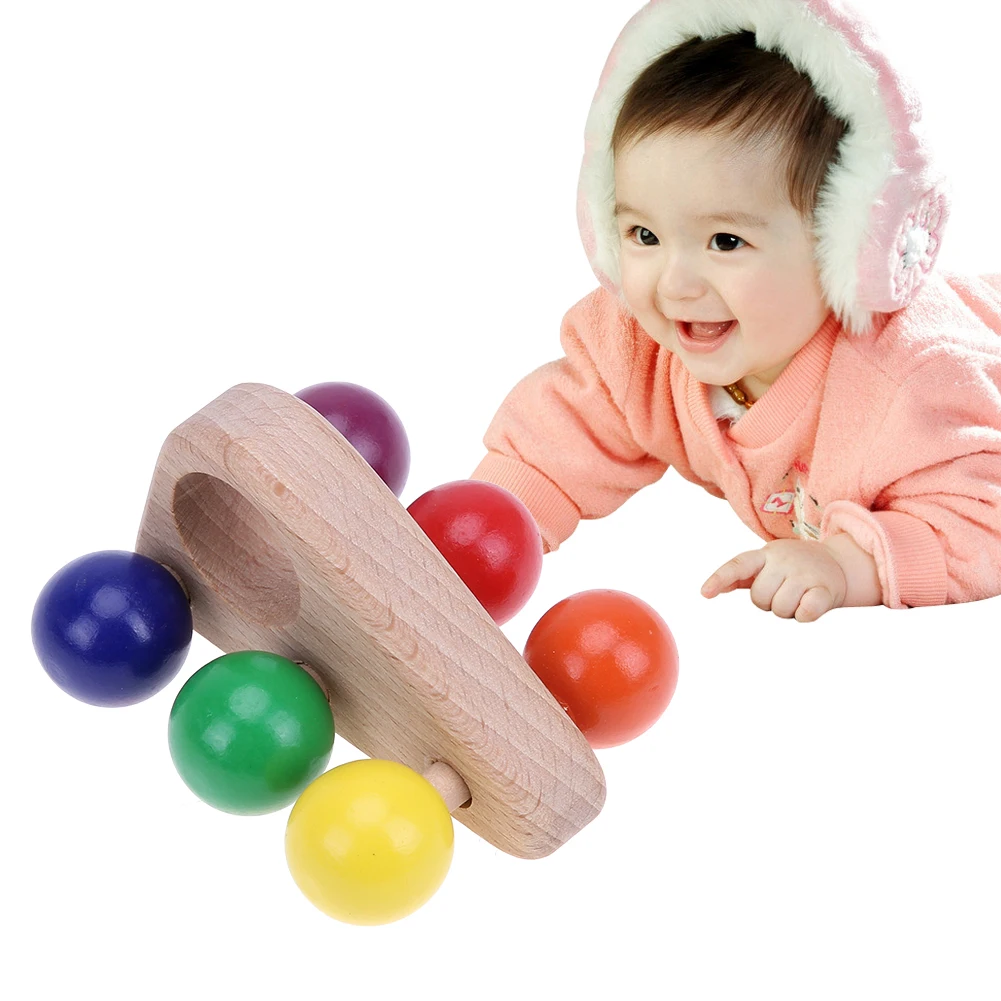 Children Kids Triangular Wooden Grasping font b Toy b font Push Pull Car Wood Developmental Baby