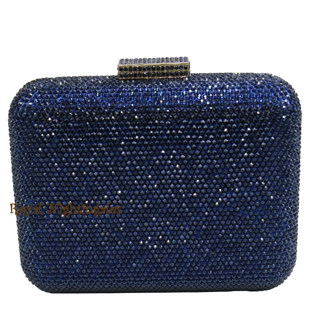 navy blue box clutch bag