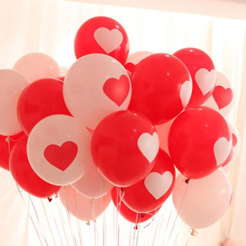 100 Pcs Lot Blanc Rouge Rose Belle Ronde Coeur Latex Ballons De Mariage Joyeux Anniversaire Mariage Decoration Mariage Ballons Aliexpress