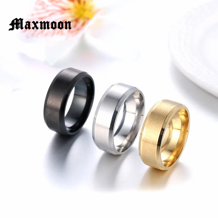 Maxmoon Metal Stainless Steel Wide Rings Sports Male Simple Men Silver Color Jewelry Ring glod Summer Business Boy stainless steel ring finger ring silver ring