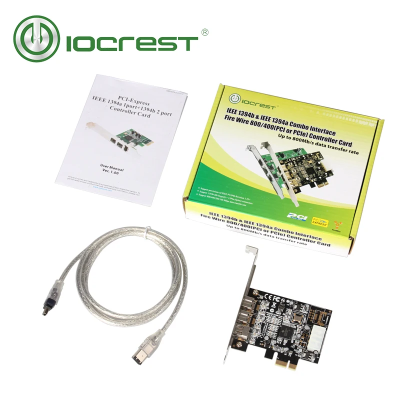 IOCREST PCI Express 3 порта Firewire 1394B и 1394A PCIe 1,1x1 карта TI XIO2213B чипсет