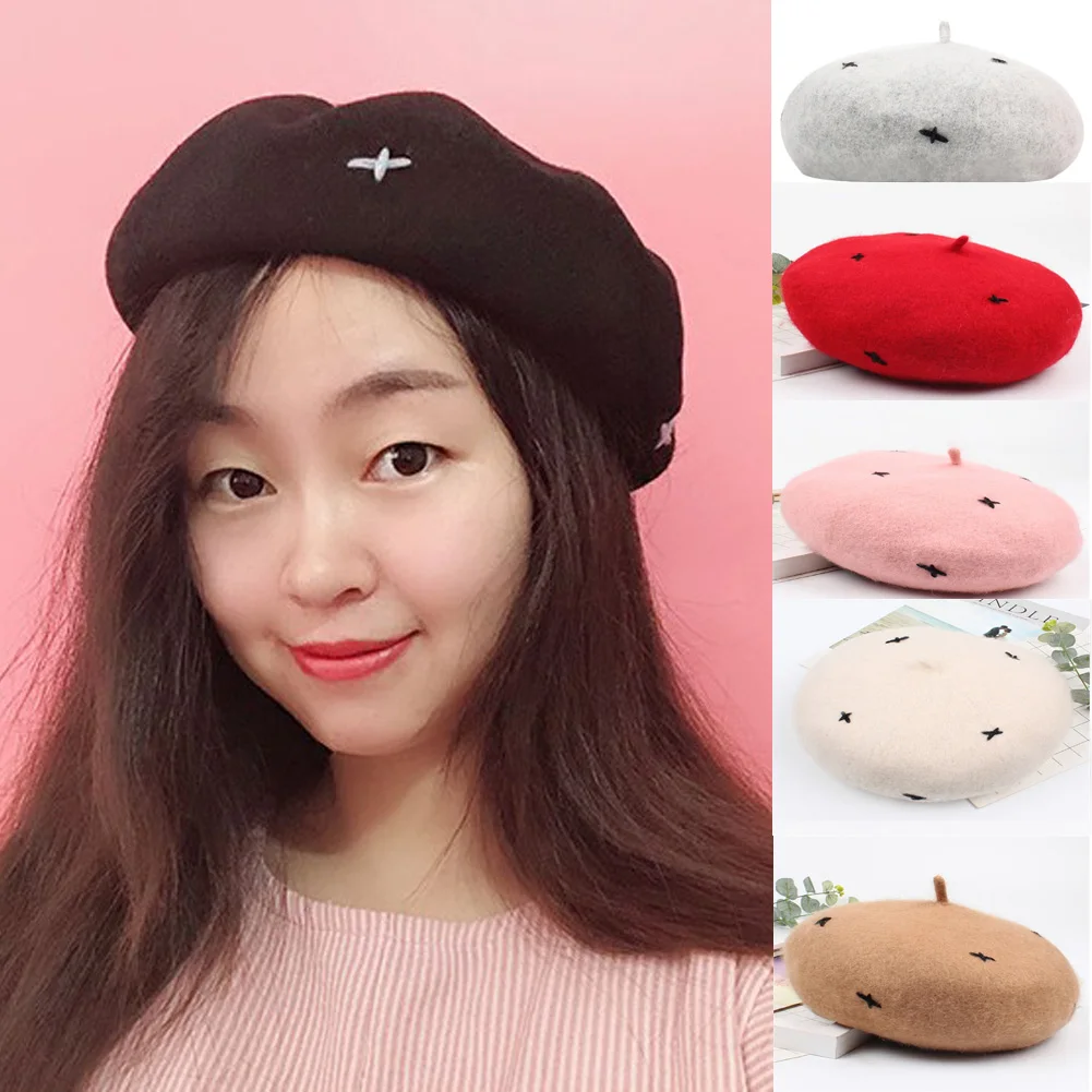 Wool Beret Female Winter Hats For Women Flat Cap Knit 100 Cashmere