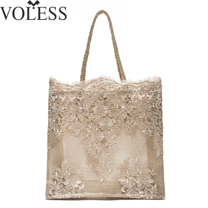 

VOLESS Lace Women Handbag 2018 Summer New Beach Hand Bag Fashion Women's Shoulder Bag Shopping Bag Large Capacity Women Bags Sac