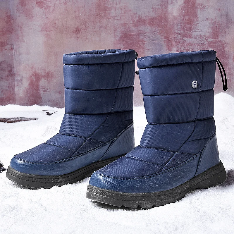 

Times New Roman Fashion Snow Boots Winter Warm Men Boots Plush Inside Waterproof Shoes For Men Anti-skid Bottom Plus size 36~46