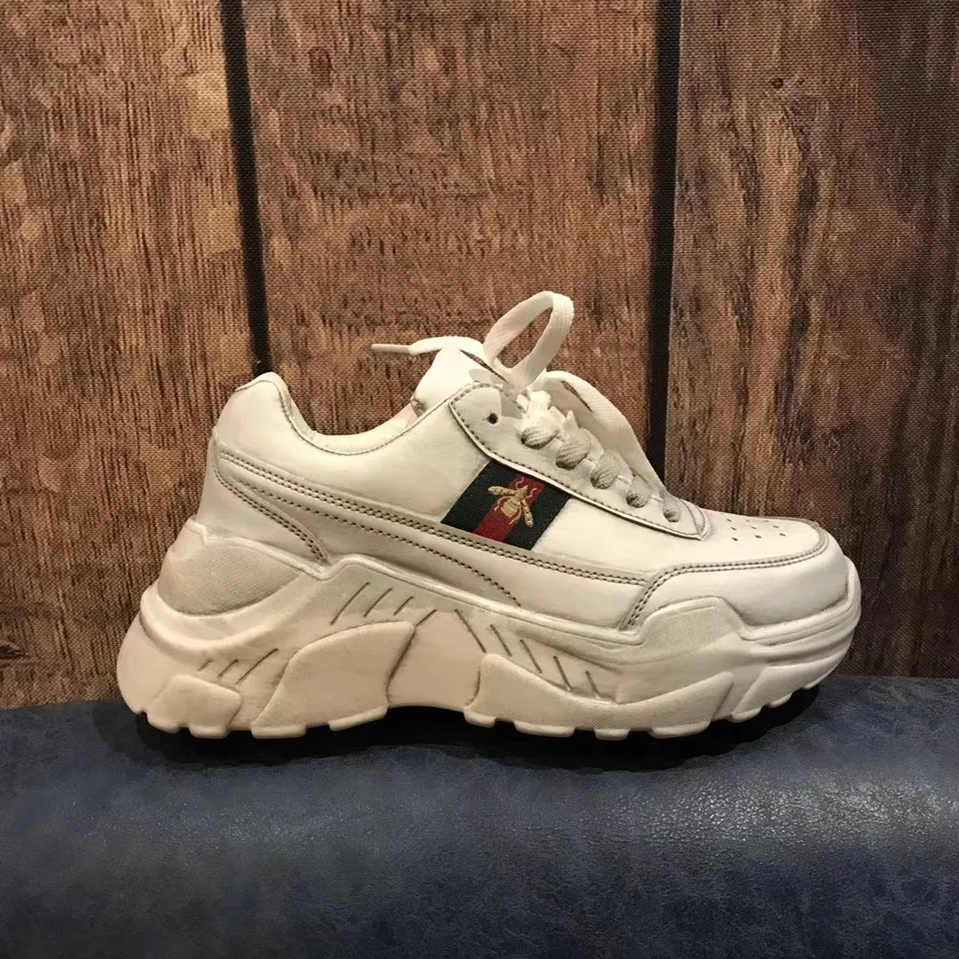 

Leather Mesh Women's Platform Sneakers 2019 Fashion Women White Black Dad Shoes Woman Casual Chunky Trainers