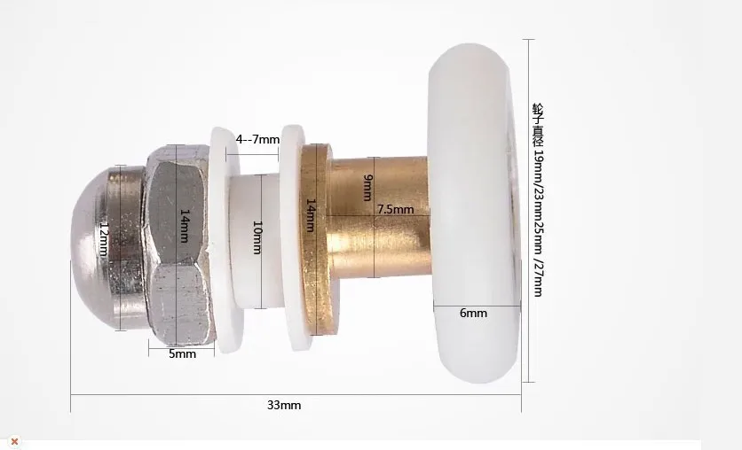 Шкаф для душа стекло нейлоновый дверной ролик колеса медный большой подшипник
