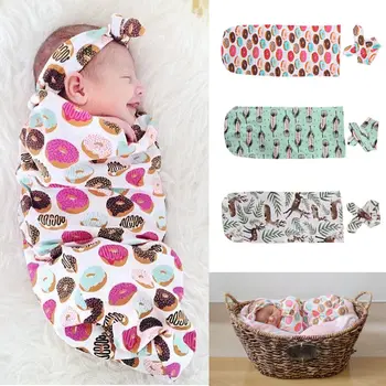 

Newborn Baby Boys Girls Organic Cotton Blanket Headband Swaddle Sleeping Sleepsack Stroller Wrap Baby Boy Girl