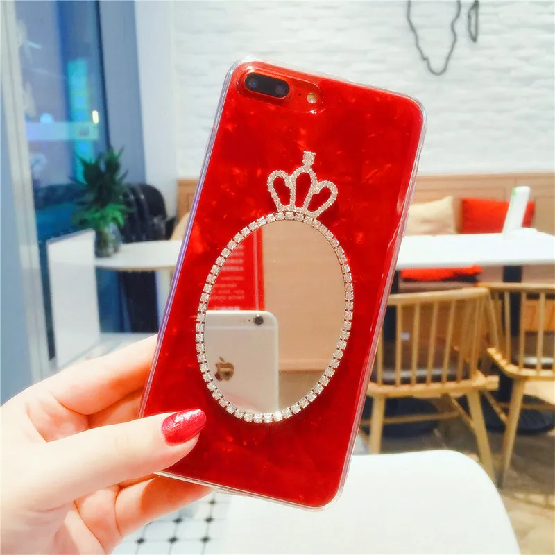 Для iPhone 6 6s 7 8 plus для Samsung galaxy s7 edge s8 s9 note роскошные короны зеркала со стразами