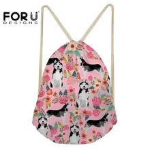 FORUDESIGNS, милая сумка на шнурке с цветочным принтом хаски, сумки на плечо для девочек, летняя сумка для путешествий, пляжные сумки, Mochila Feminina