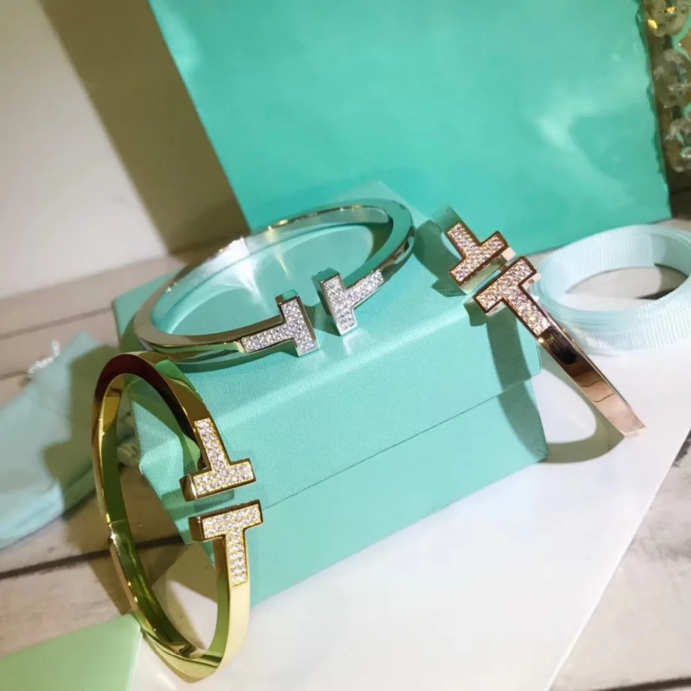 

Brand Fashion Party Jewelry For Women Men Unisex Big Letter T Bangle Cuff Jewelry Fashion Party Luxury Spring Bangle T Bracelet