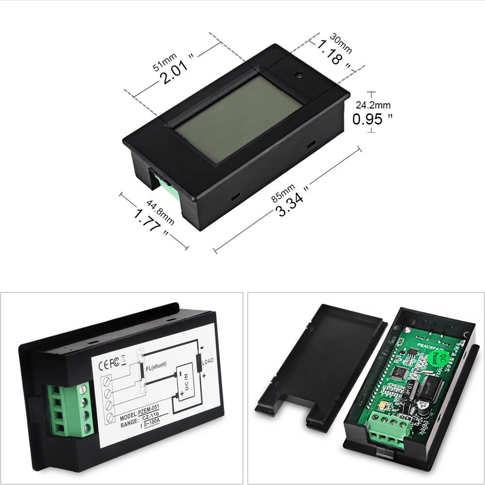 Herorider DC6.5 100V 0 100A ЖК дисплей цифровой Амперметр Вольтметр мультиметр Вольт Вт