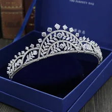 Full Cubic Zircon Tiara CZ Crown Bridal Headpiece Wedding Hair Accessories Diadem Jewelry Bijoux Cheveux Coroa Novia WIGO1055
