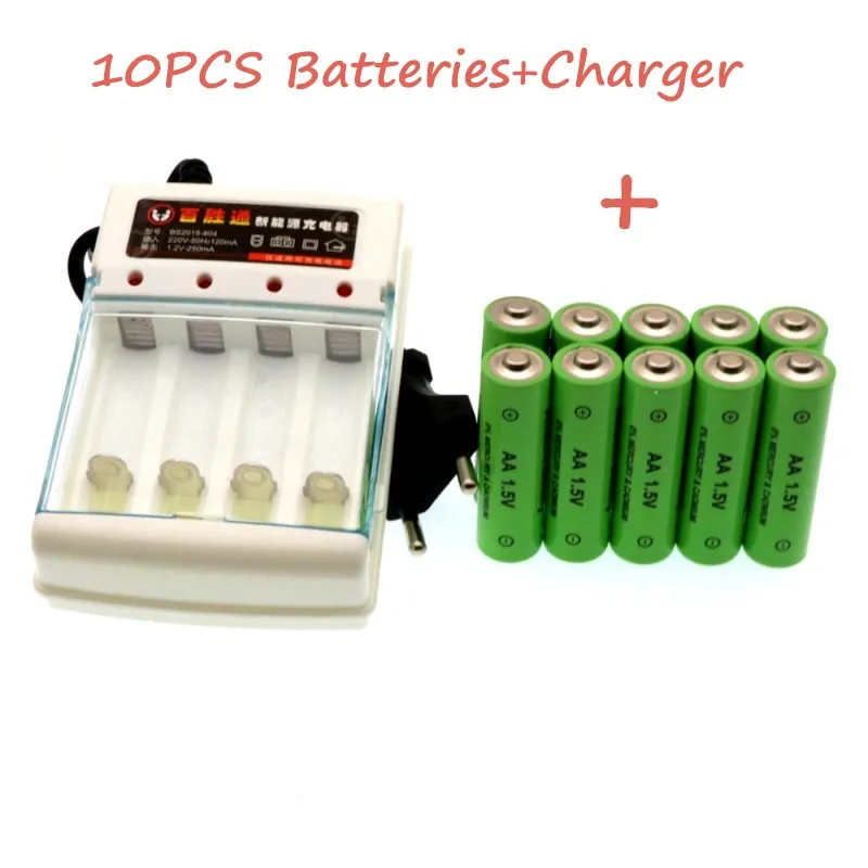 

New 1.5V AA rechargeable battery alkaline 3000mah for torch RC toys clock camera replace Ni-Mh Ni-Zn series Cell+charger