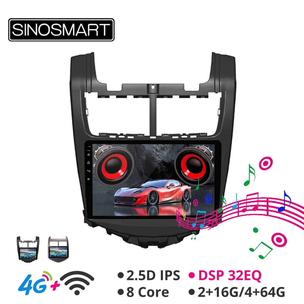 

Sinosmart Android 8.1 Car GPS Navigation Radio for Chevrolet Aveo Sonic 2011-2014 2din 2.5D IPS/QLED Screen