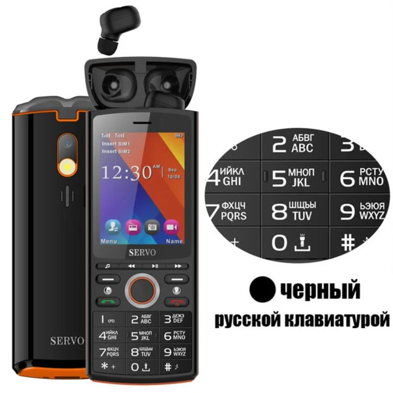 Bluetooth наушники fm фонарь клавиатура Servo телефон R25 2 8 дюймов 6000 мАч power Bank 2G GSM