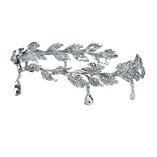 Elegant Rhinestone Leaf Wedding Bridal Bridesmaid Forehead Band Dangle Rhinestone Bridal Tiara Crown with  (3)