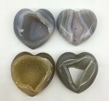 

195g Natural Agate heart CRYSTAL Agate geode Carved CRYSTAL stones GIFT