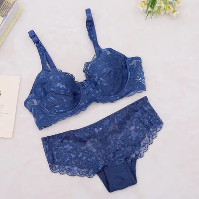 cute underwear sets 2022 New Lace Bra Set Plus Size Sexy Padded Bras Women Bra Sets Floral Push Up Underwire Bras Underwear Women Lingerie set sexy underwear sets Bra & Brief Sets